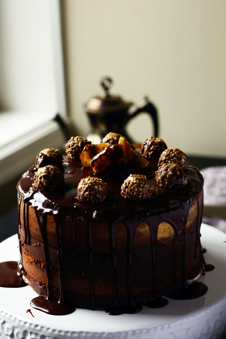 Eggless Ferrero Rocher White Chocolate Mud Cake - Yummy Medley