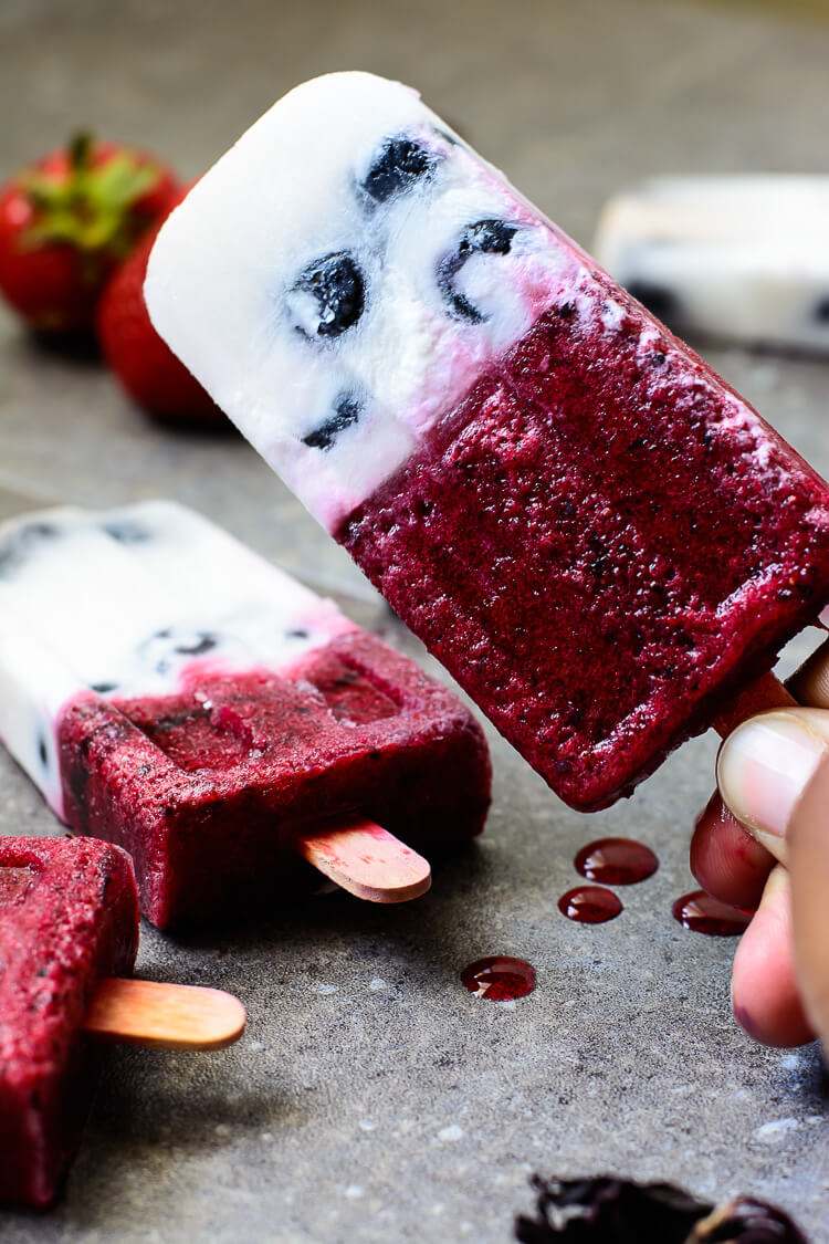 Homemade Mixed Berry Coconut Milk Hibiscus Popsicles Yummy Medley