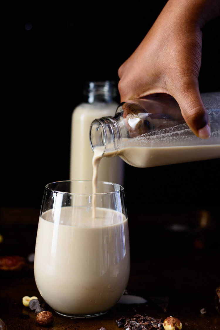 Homemade Hazelnut Almond Milk with Raw Chocolate Yummy Medley